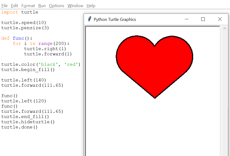 Draw Heart Using Turtle Graphics in Python - GeeksforGeeks